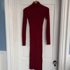Chic Long Sleeve Burgundy Sweater Dress Size XS